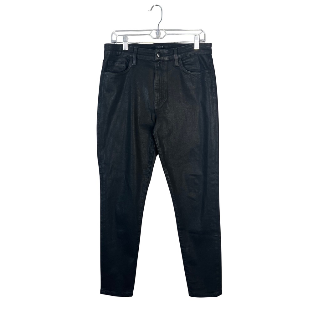 Joe's Jeans High Rise Skinny Ankle Sz 31 Coated Black Neutral Denim